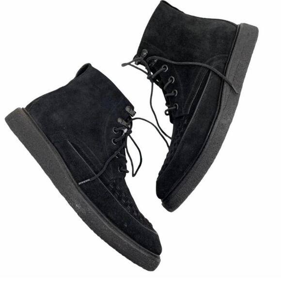 All Saints black suede leather lace up hiking Chukka combat boots men's size 11 - Picture 6 of 16